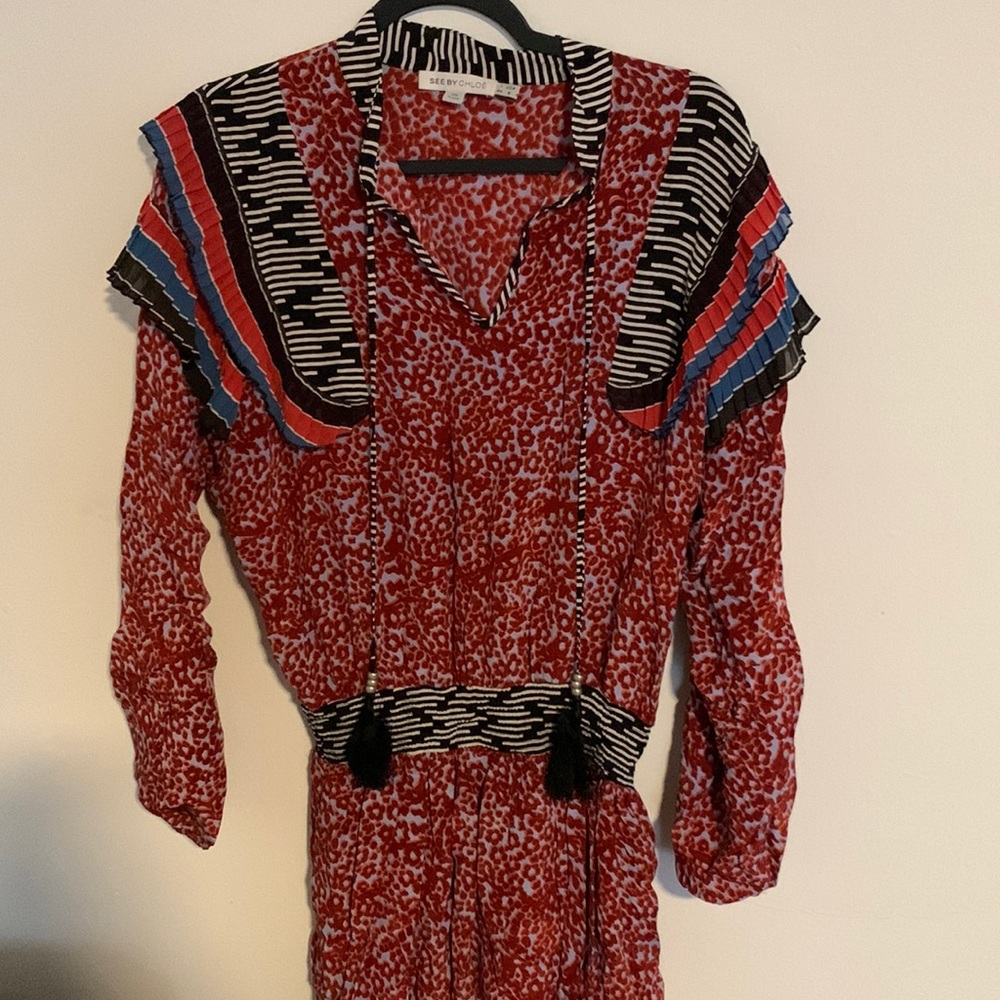 See by Chloe Boho dress red printed